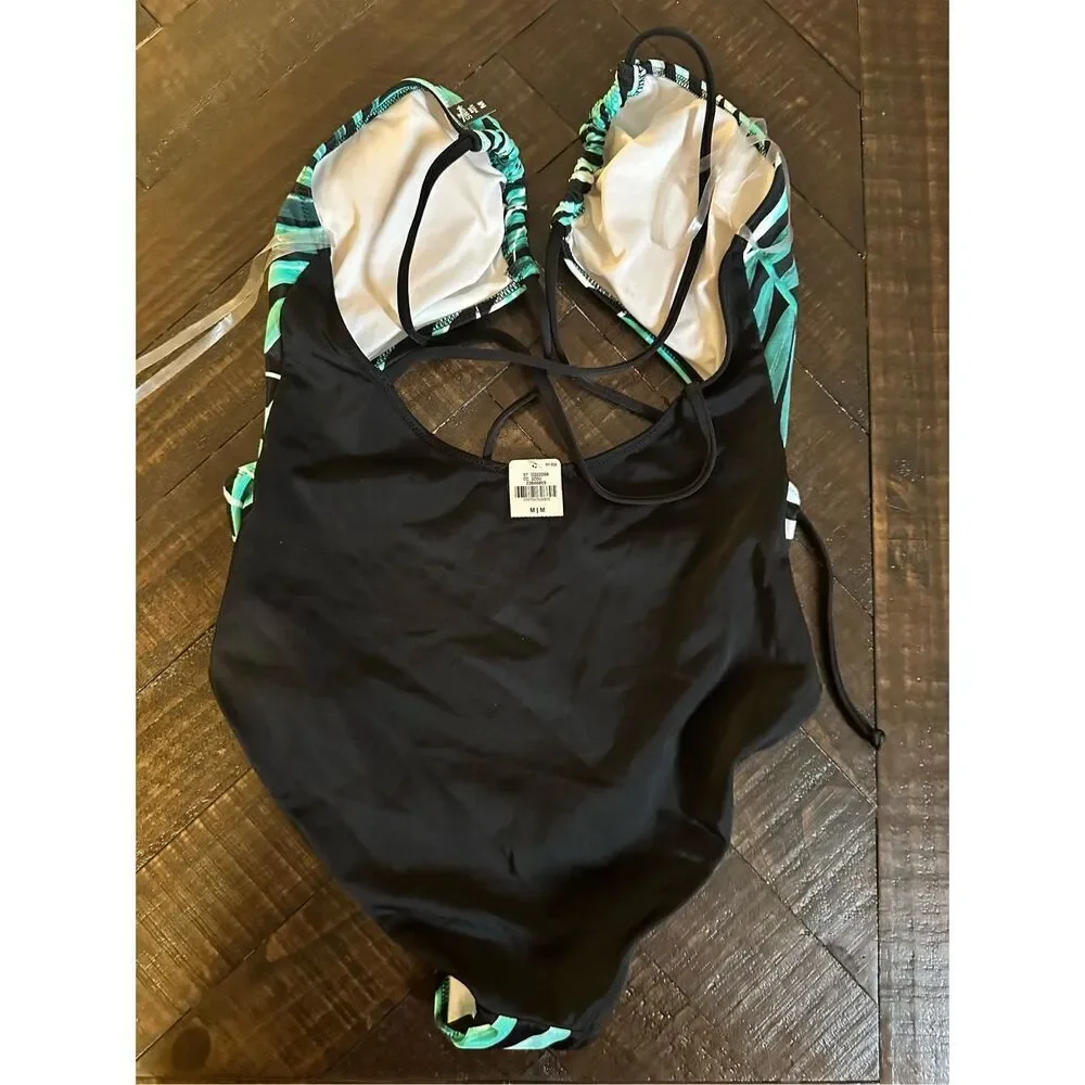 Victorias Secret PINK Green and Black One Piece Swimsuit Size Medium - Picture 4 of 4